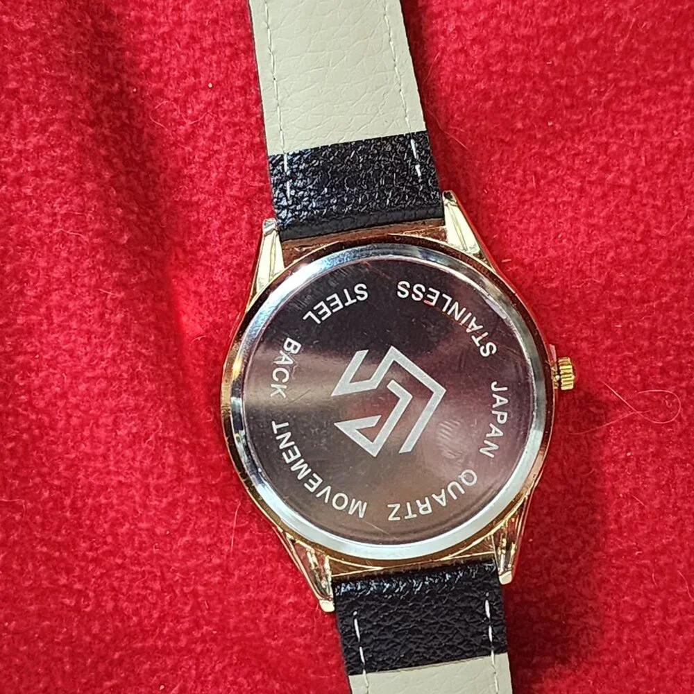 CG Brand Black and Gold Tone Japan Quartz Movement Stainless Steel Back Watch